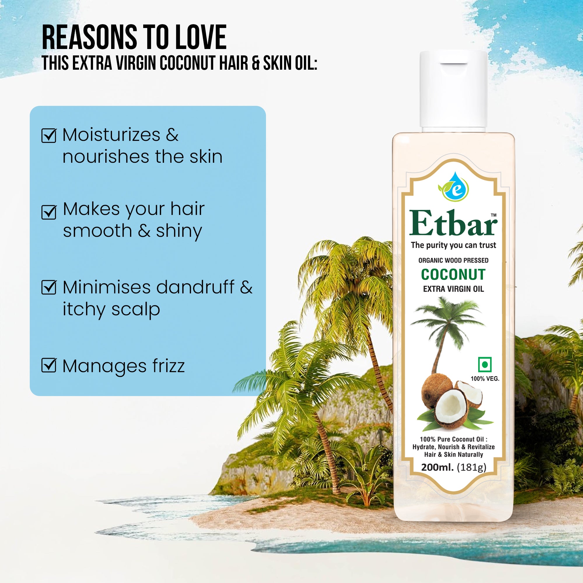 Coconut Extra Virgin Oil: For Skin & Hair