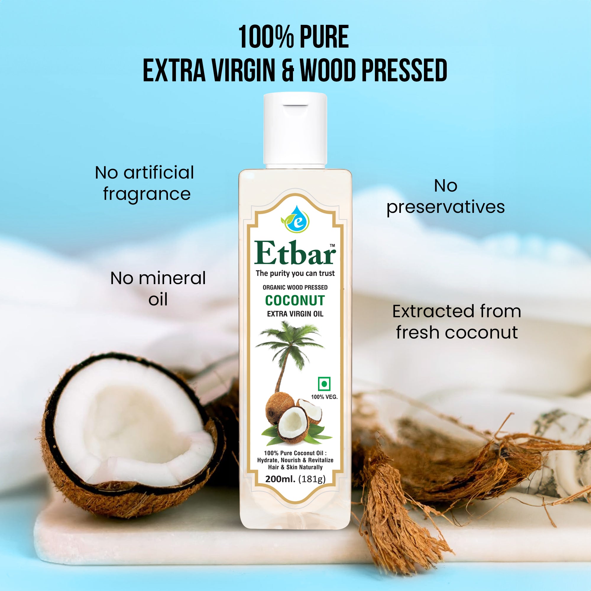 Coconut Extra Virgin Oil: For Skin & Hair